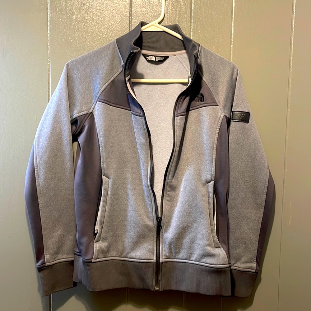 The North Face women’s zip up. Medium, stone grey/ash grey
